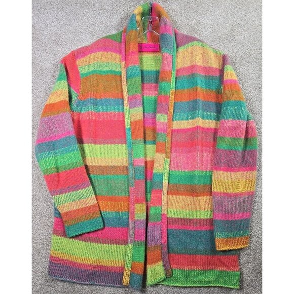 The Elder Statesman Italy 100% Cashmere Striped Smoking Sweater Jacket HTF Sz M - Picture 1 of 13